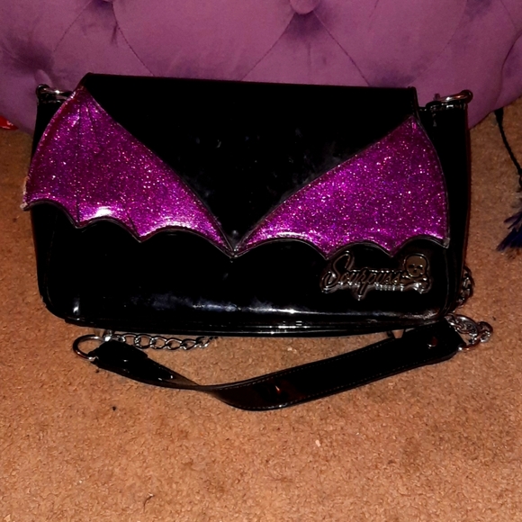 Sourpuss Handbags - Sourpuss Black and Purple Batwing Purse